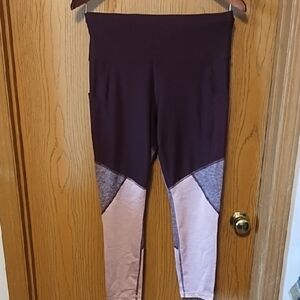 Xersion Women's Colorblock Leggings - Purple and Gray